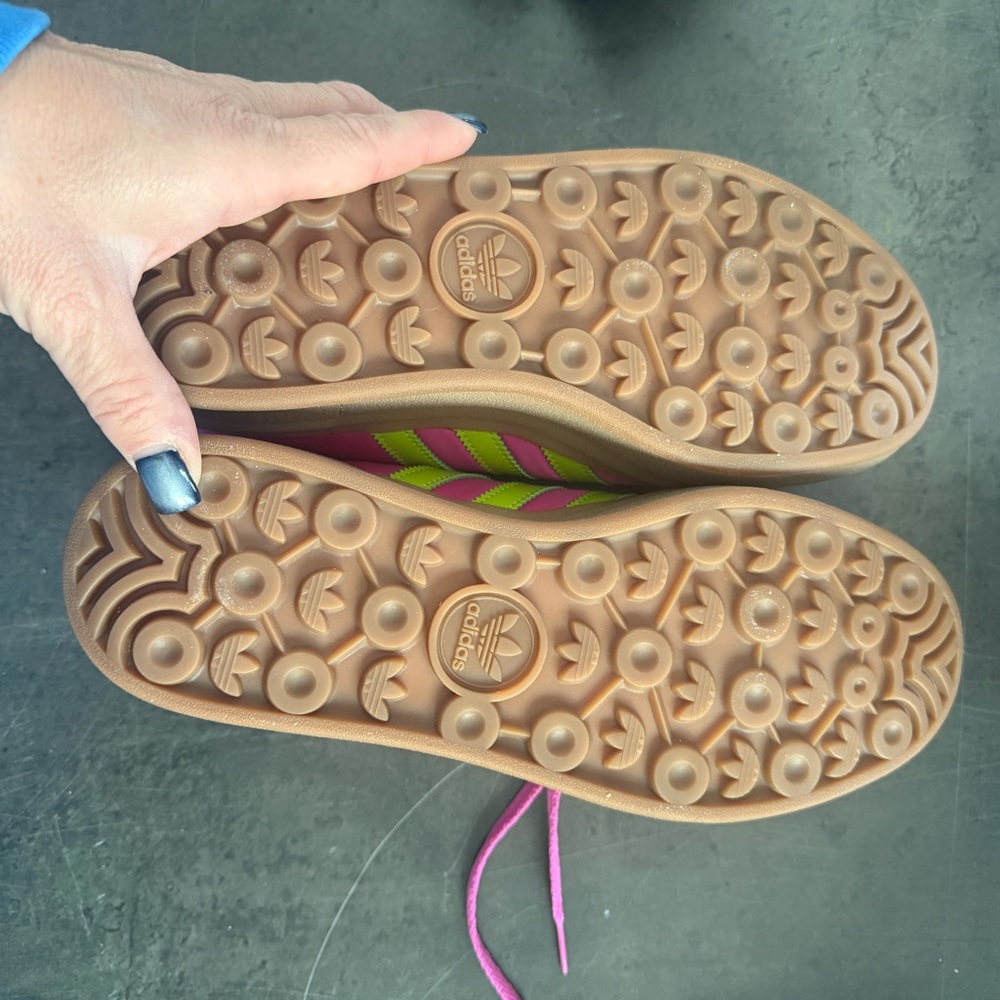 Adidas Women's Pink and Lime Green Sneakers - Picture 6 of 6